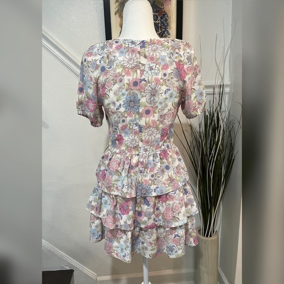 Mon Cheri Floral Ruffle Mini Dress Size Small - Picture 4 of 11